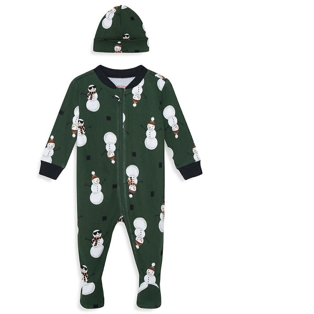 PL Sleep by Petit Lem Baby Snowman 2-Piece Toque & Footie Set 6M
